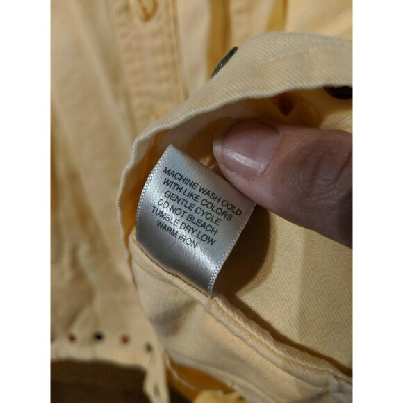 Christopher & Banks CJ Jacket Size L Large Lightweight Yellow Fun Snaps 3/4 Sl - Picture 6 of 6